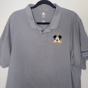 Disney World 50th Anniversary XXL Embroidered Mickey Castle Grey Polo Shirt